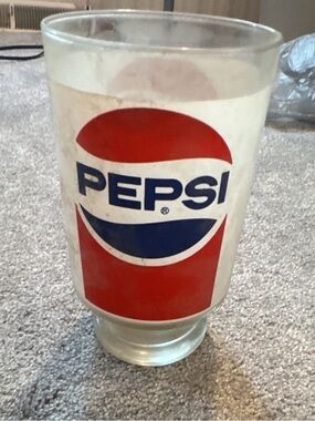 Pepsi Blue and Red Logo Drinking Glass